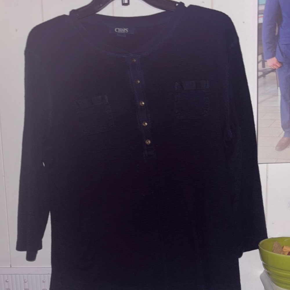 Chaps Black Blouse Classic Knit Top